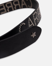 Carre Studded Vegan Leather Belt Black