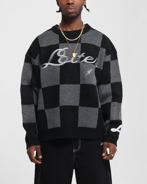 Loiter Checker Knit Sweater Black/Grey