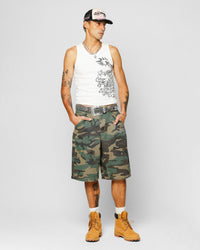 Ed Hardy Dragon Ribbed Muscle Singlet Off White