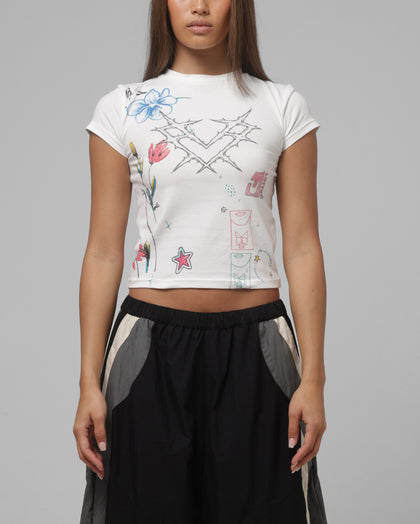 Loiter Women's Hand Drawn Baby T-Shirt Off White