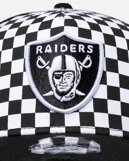 New Era Las Vegas Raiders 'Checker Trucker' 9FORTY A-Frame Trucker Snapback White