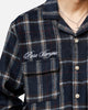 Sworn To Us Lotus Angel Flannel Button Up Shirt Navy