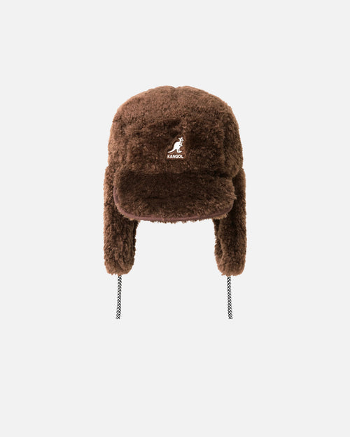 Kangol Faux Shearling Utility Flap Cap Brown