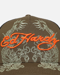 Ed Hardy Dragon Trucker Snapback Khaki
