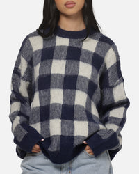 Carre Ombre Knitted Jumper Navy Plaid