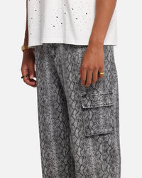 XXIII Snake Skin Cargo Pants Black Snake Print
