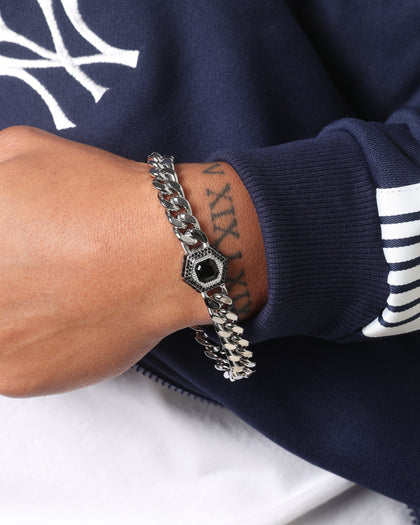 Guess Mainline Lion King Crystal Exagon Bracelet Silver
