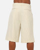 Carre Heritage Pleated Shorts Off White Pinstripe