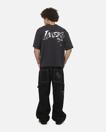 Mitchell & Ness Los Angeles Lakers Tape Crop T-Shirt Washed Black
