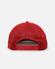 New Era Los Angeles Dodgers 'Podium Pack' Pre-Curved Golfer Trucker Snapback Scarlet/Metallic Gold
