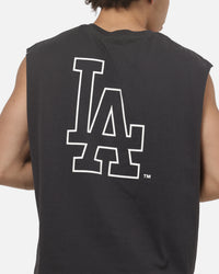 Majestic Athletic Los Angeles Dodgers Blackletter Script Box Muscle T-Shirt Washed Black