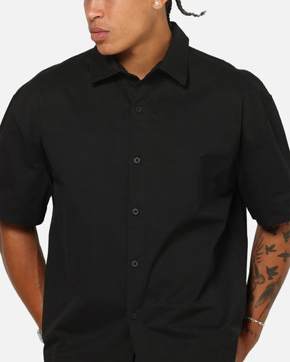 Saint Morta Pearl Script Button Up Shirt Black