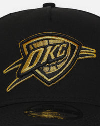 New Era Oklahoma City Thunder 'NBA Black & Gold Embroidery' 9FORTY A-Frame Snapback Black/Gold