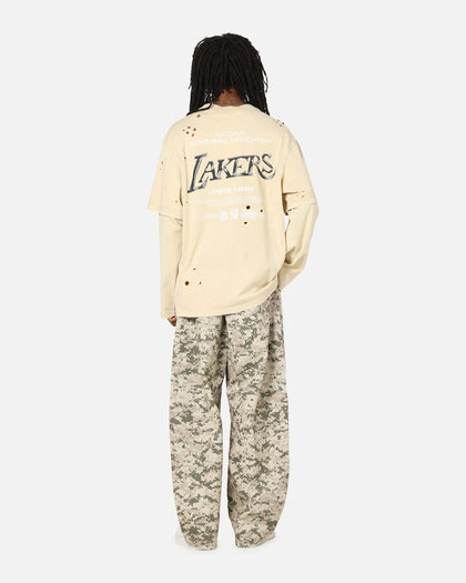 Mitchell & Ness Los Angeles Lakers Chromed Mock Long Sleeve T-Shirt Khaki