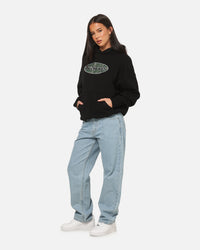 Carre Plaid Oval Hoodie Solid Black