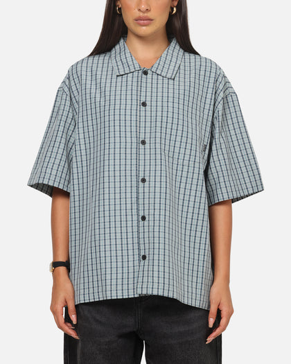 Carre Plaid Button Up Shirt Green-Plaid