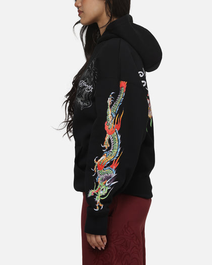 Ed Hardy Women's Floral Zip Hoodie Black
