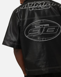 Loiter Motor PU Leather Button Up Shirt Black