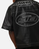 Loiter Motor PU Leather Button Up Shirt Black