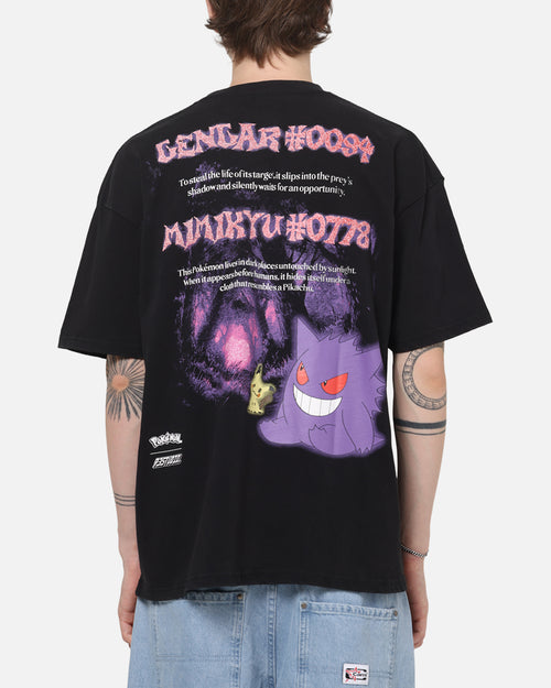 The Pokémon Collection By 73Studio Gengar Mimikyu T-Shirt Black Acidwash