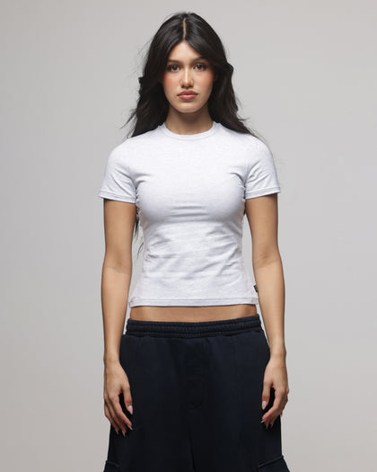 American Thrift Women's Longline Baby T-Shirt Grey Heather