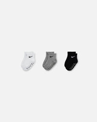 Nike Infants' Core Swoosh Ankle Gripper Socks 3 Pack Dark Grey Heather