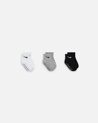 Nike Infants' Core Swoosh Ankle Gripper Socks 3 Pack Dark Grey Heather
