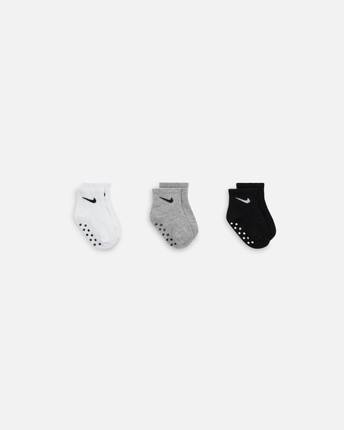 Nike Infants' Core Swoosh Ankle Gripper Socks 3 Pack Dark Grey Heather