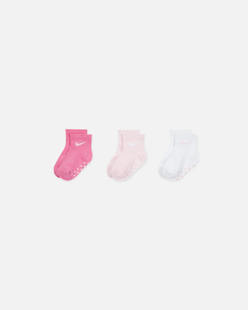 Nike Infants' Core Swoosh Gripper Ankle Socks 3 Pack Dark Grey Heather