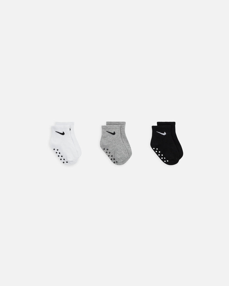 Nike Toddler Core Swoosh Ankle Gripper Socks 3 Pack Dark Grey Heather