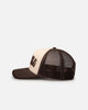 S Double Mid-Block Curved Peak Trucker Strapback Natural