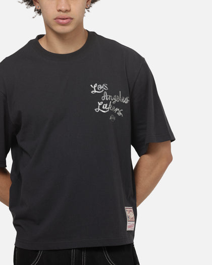 Mitchell & Ness Los Angeles Lakers Tape Crop T-Shirt Washed Black