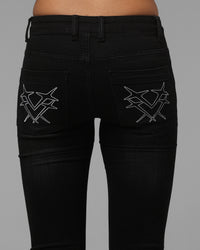 Loiter Women's Shibuya Low Rise Jeans Washed Black Denim