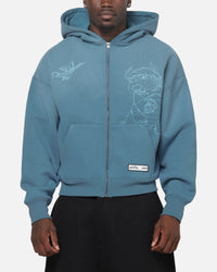73Studio x Avatar: The Last Airbender Appa And Momo Zip Hoodie Washed Blue
