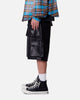 MNML Baggy Vegan Leather Cargo Shorts Black