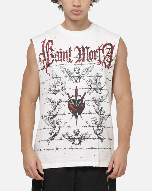 Saint Morta World Tour Oversized Muscle T-Shirt Off White