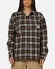 Carre Workwear Long Sleeve Button Up Shirt Brown-Plaid
