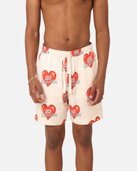 99 Cabana Roaming Hearts Shorts Off White/Red