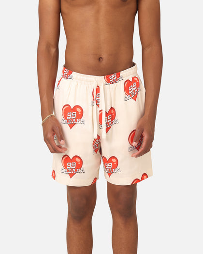 99 Cabana Roaming Hearts Shorts Off White/Red