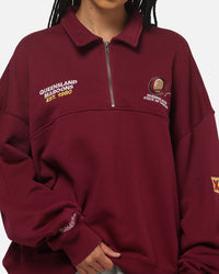 Mitchell & Ness Queensland Maroon Oversized Quarter Zip Crewneck Maroon