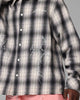 Loiter Heaven Distressed Flannel Button Up Shirt Black/White