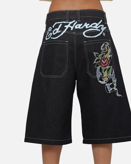Ed Hardy Serpent Jorts Indigo