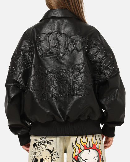 Ed Hardy Studded Bomber Jacket Black