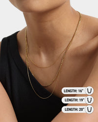 Raising Hell Women's Fine Chain Figaro Stack Necklace Set Gold