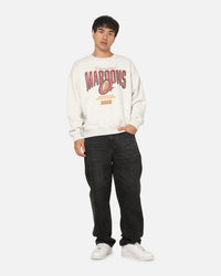 Mitchell & Ness Queensland Maroon Graphic Crewneck Sweater Silver Marle