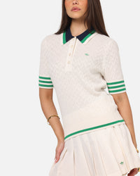 Adidas Women's Originals Knit Polo T-Shirt Chalk White