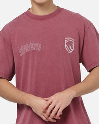 Bleacher Athletic Brisbane Broncos NRL Attrition Washed T-Shirt Burgundy
