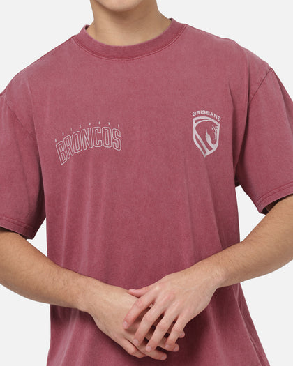 Bleacher Athletic Brisbane Broncos NRL Attrition Washed T-Shirt Burgundy