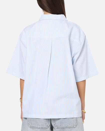 Carre Oxford Stripe Zip Up Shirt Blue/White Stripe