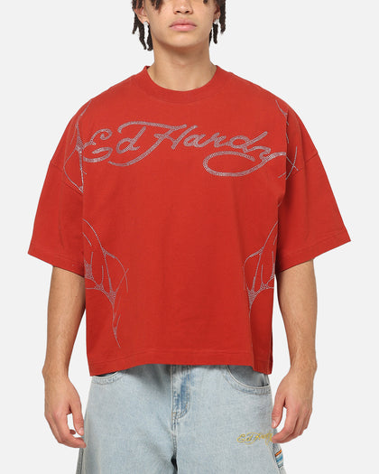 Ed Hardy Cyber Rhinestone T-Shirt Red